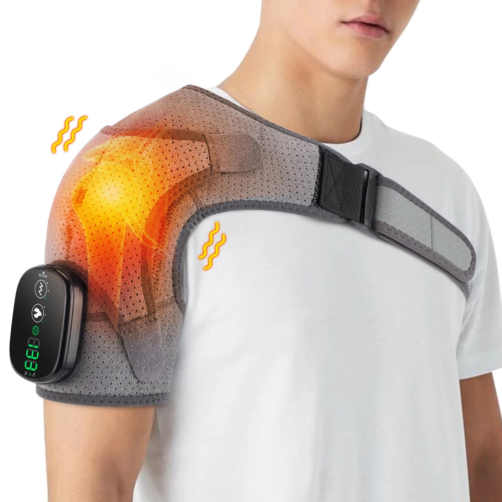 Electric Shouldert Heating Pad 3-Speed Vibration Muscle Relax Belt Thermal Massager Shoulder  Neck Health Care Support Brace