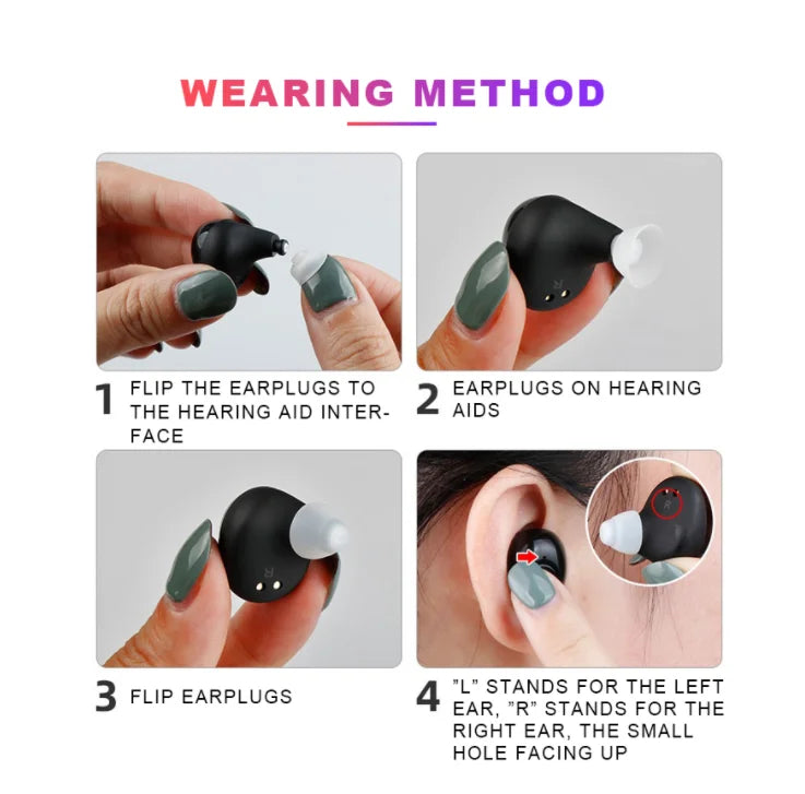 JINGHAO Hearing Aid Digital In-Ear Enhancer Sound Voice Hearing Amplifier Rechargeable