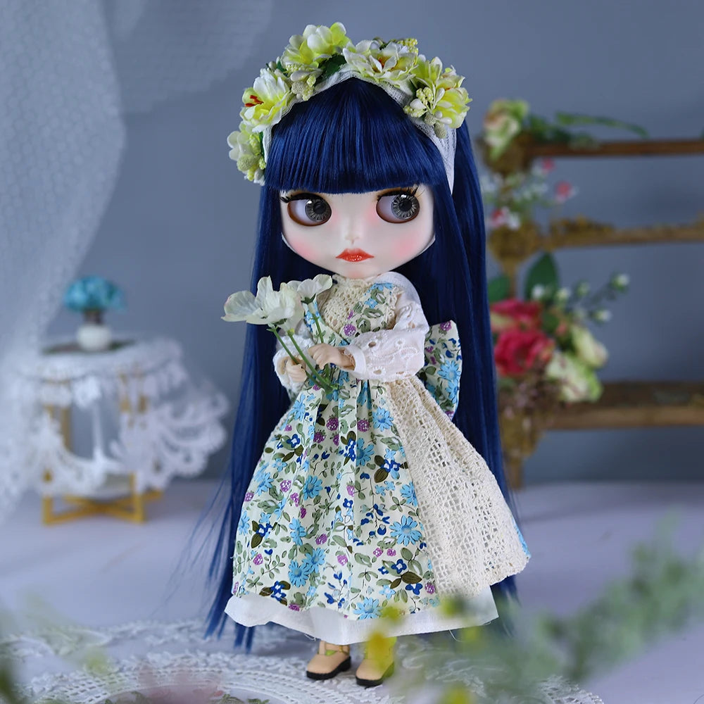 ICY DBS Blyth Doll BJD Joint Body White Skin Blue Hair Set Doll 1/6 30cm Girl Gift Anime SD