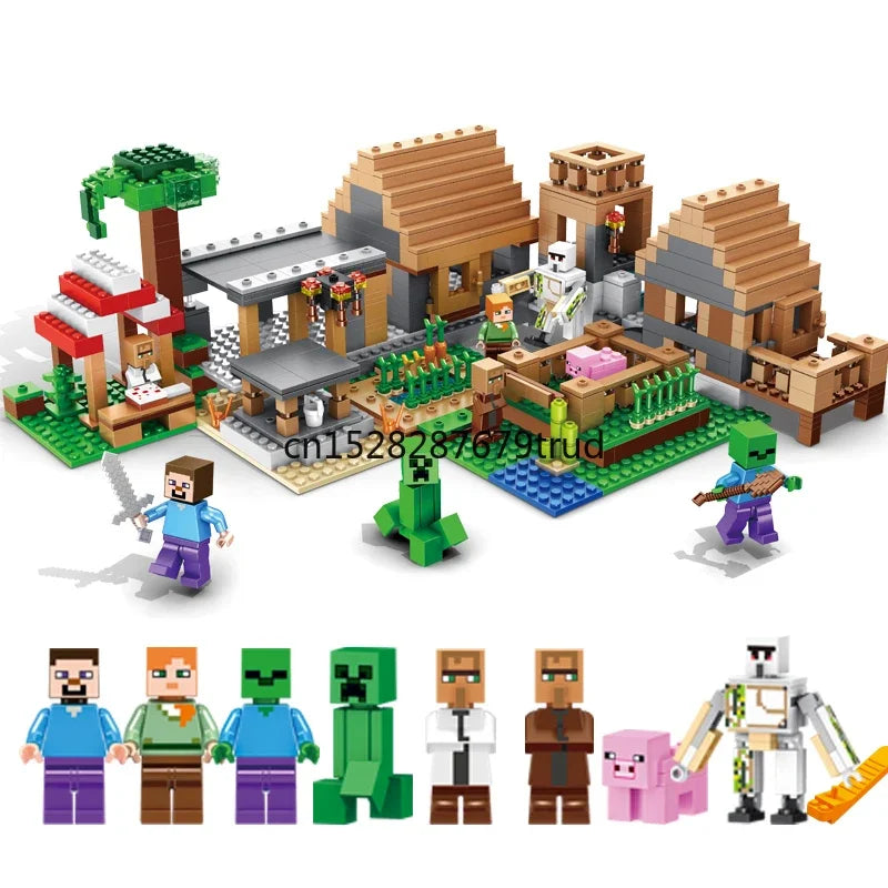 My world Small Village Treehouse Cave Building Blocks The Rabbit Ranch Bricks Education Toys for christmas Gift