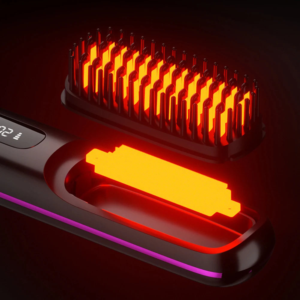 Electric Negative Ions Ceramic Hot Comb 3 Setting Smoothing Negative Ion Hair Care Comb Anti-Scald Ionic Hot Comb Straightener