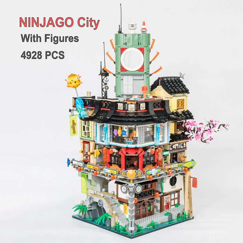 With LED Lights Model City Moc 70657 Display 70620 71799 71741 70751Building Blocks Bricks Toy for Kids Christmas birthday Gifts