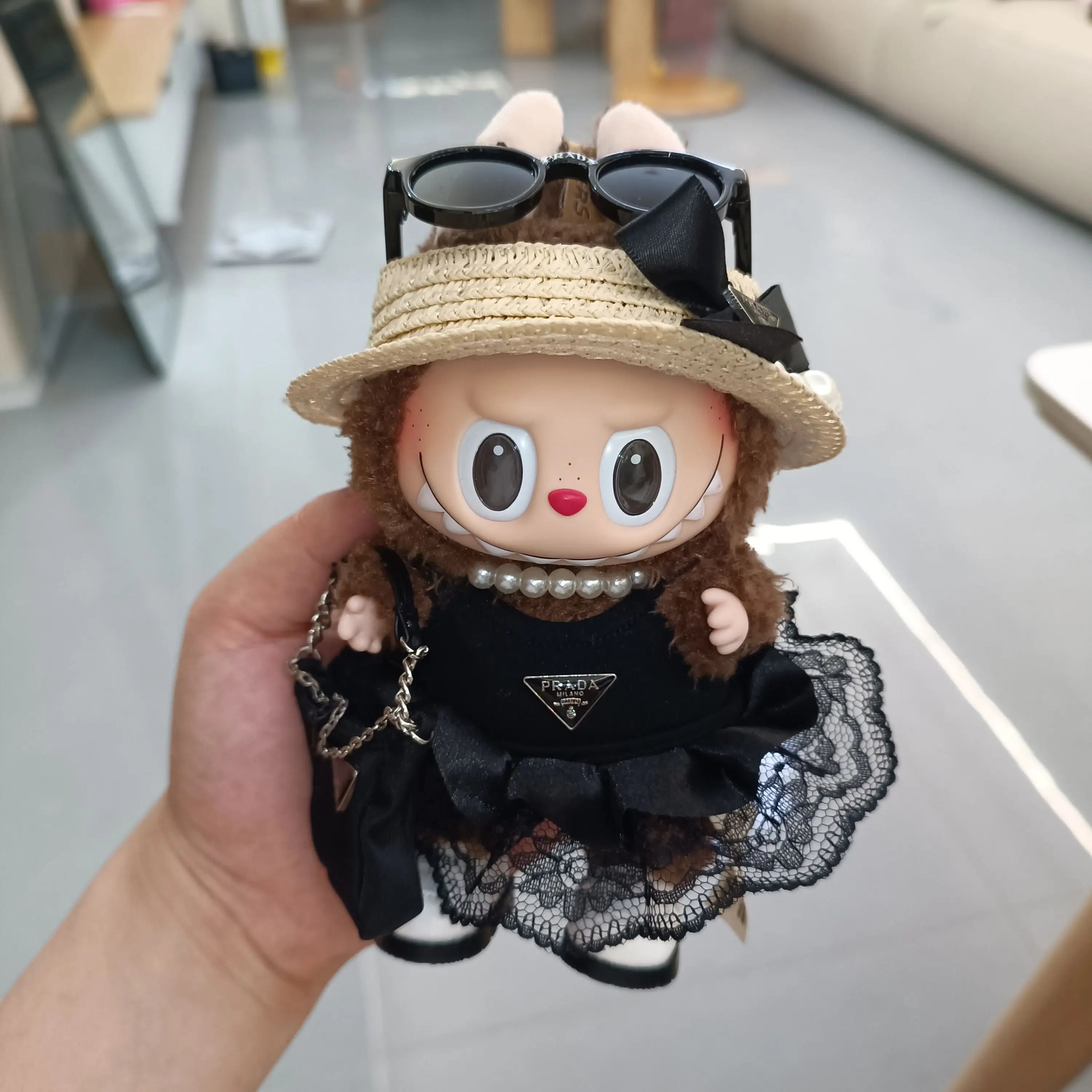 17cm Labubu Doll Luxury Clothing Customization Fashion Printed Hats Gorgeous Dresses Accessories Dollless Labubu Cute Clothing