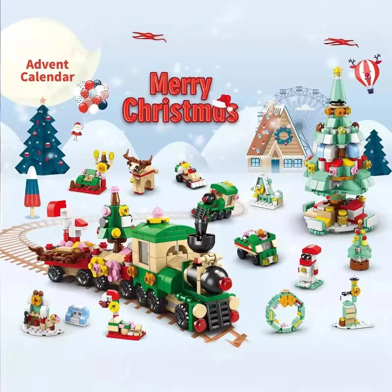 2024 NEW Christmas Building Blocks Box Kids Toys Xmas Advent Calendar Bricks Diy Kit Birthday Christmas Gift Set for Childrens