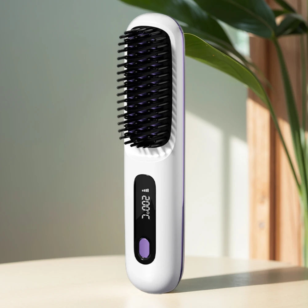 Electric Negative Ions Ceramic Hot Comb 3 Setting Smoothing Negative Ion Hair Care Comb Anti-Scald Ionic Hot Comb Straightener