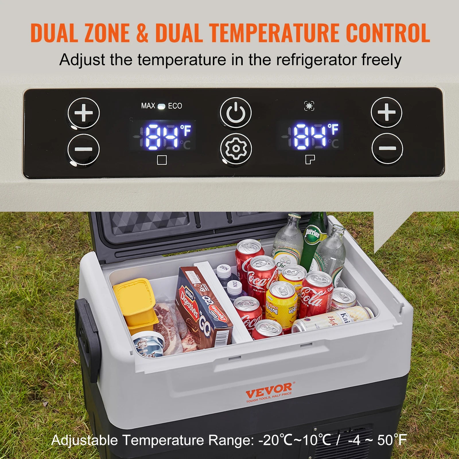 VEVOR 55L Car Refrigerator Mini Fridge Freezer Portable Compressor Cooler Ice Box Keep Cool for Camping Travelling