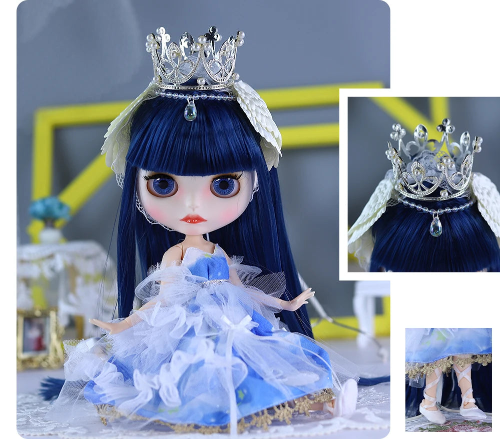 ICY DBS Blyth Doll BJD Joint Body White Skin Blue Hair Set Doll 1/6 30cm Girl Gift Anime SD