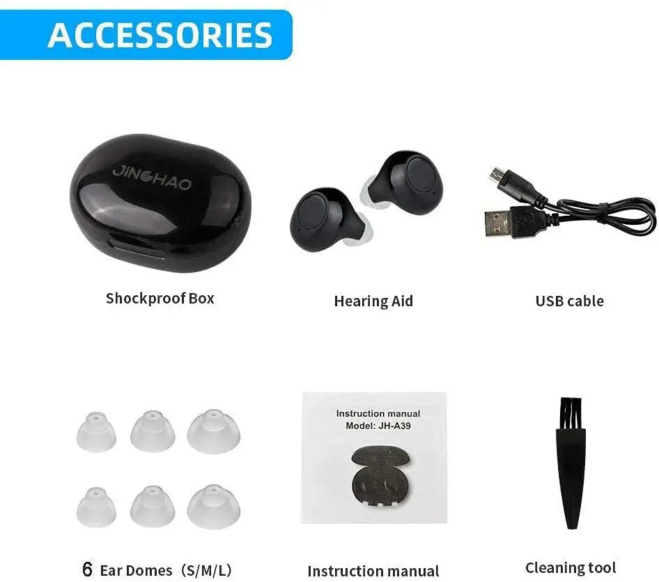 JINGHAO Hearing Aid Digital In-Ear Enhancer Sound Voice Hearing Amplifier Rechargeable