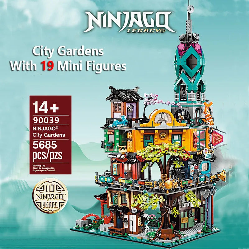 With LED Lights Model City Moc 70657 Display 70620 71799 71741 70751Building Blocks Bricks Toy for Kids Christmas birthday Gifts