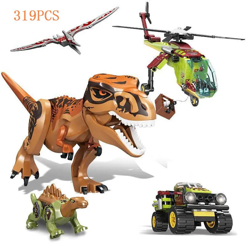 Jurassic Dinosaur Ship Toys Building Block DIY Escape From Ocean Mosasaurus Assembly Bricks Educational Sets Children Gifts