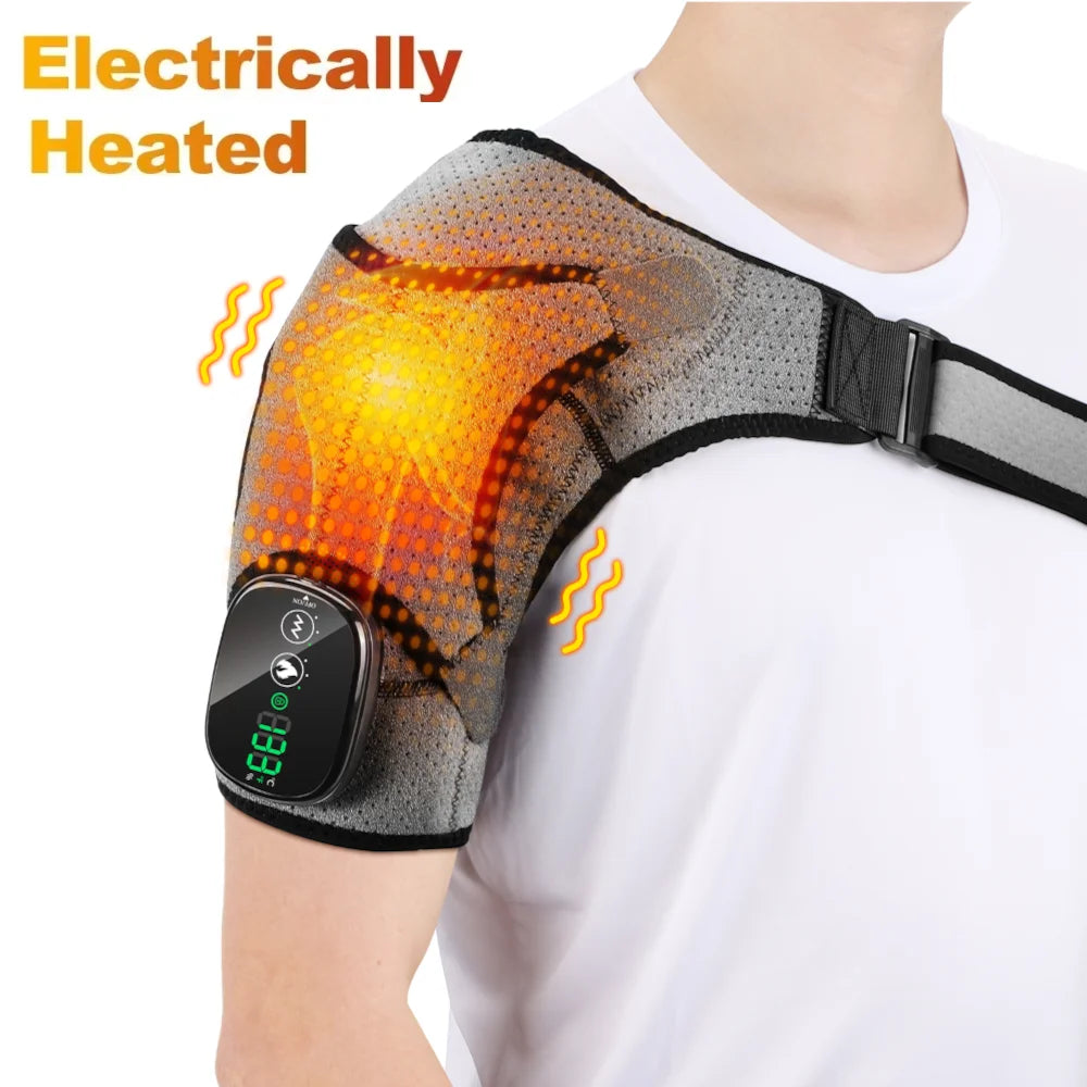 Electric Shouldert Heating Pad 3-Speed Vibration Muscle Relax Belt Thermal Massager Shoulder  Neck Health Care Support Brace