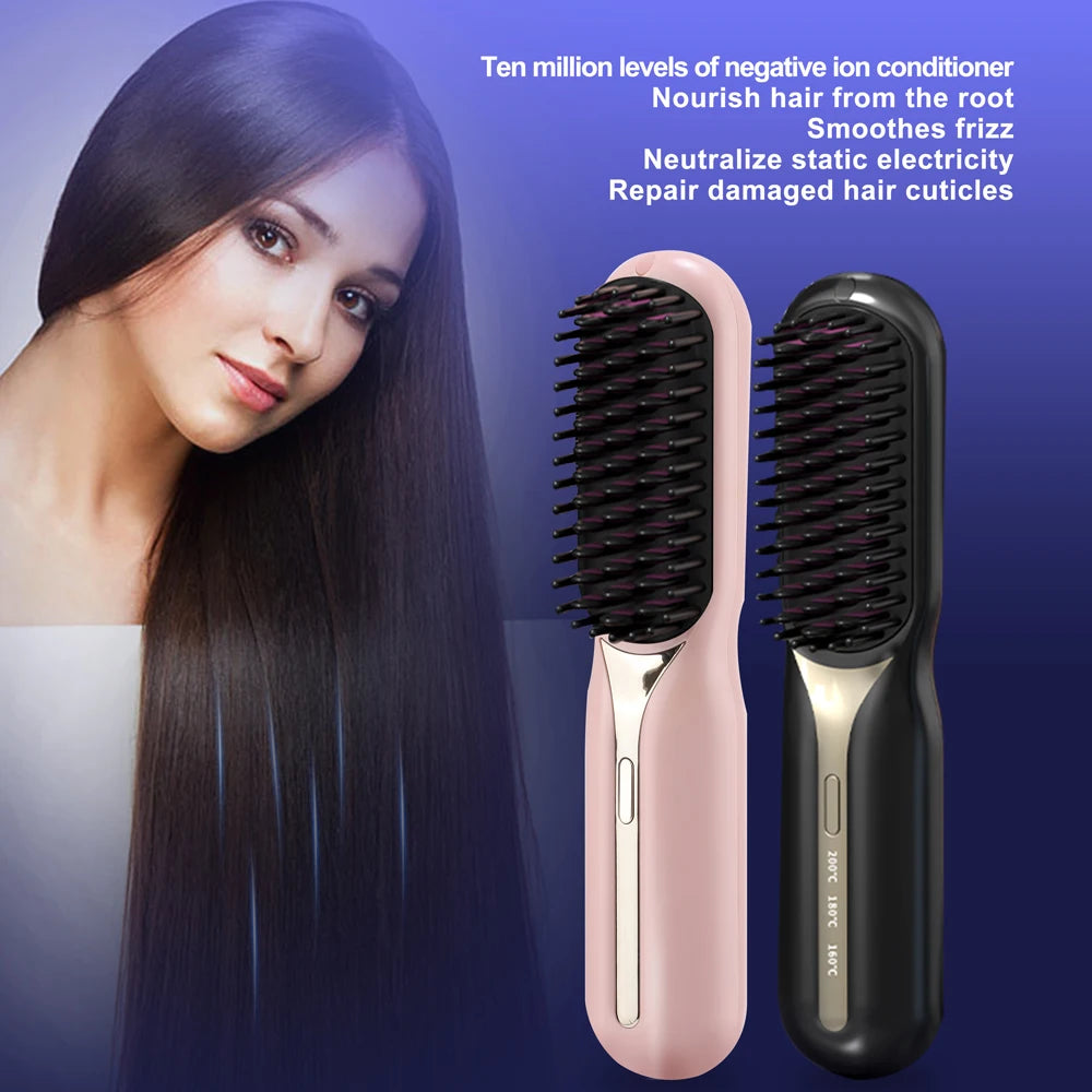 Wireless Hair Straightener Professional Quick Heated Electric Comb Personal Care Multifunctional Hairstyle Brush Salon Hair