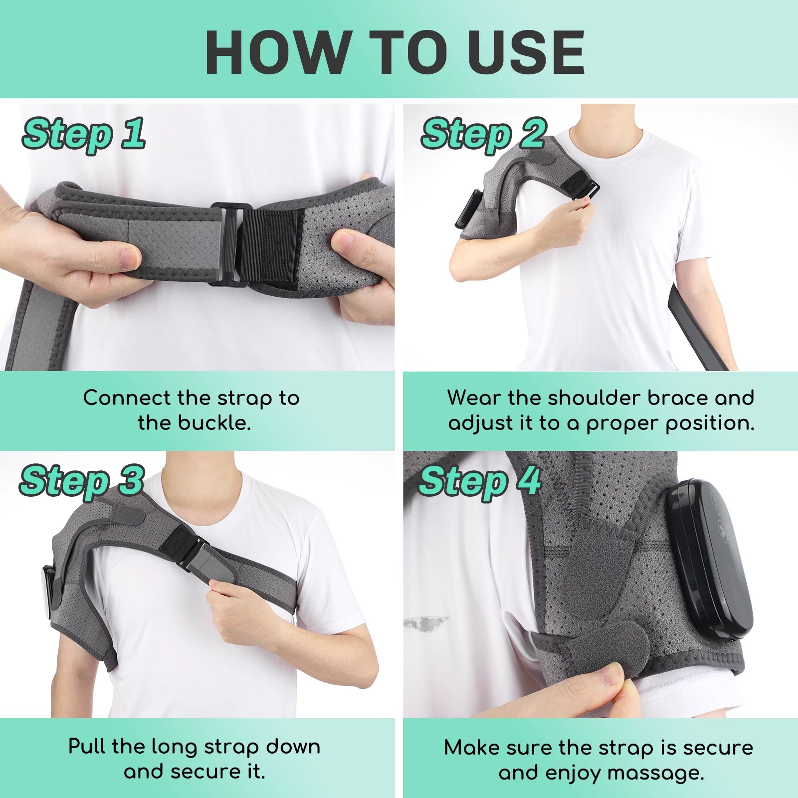 Electric Shouldert Heating Pad 3-Speed Vibration Muscle Relax Belt Thermal Massager Shoulder  Neck Health Care Support Brace