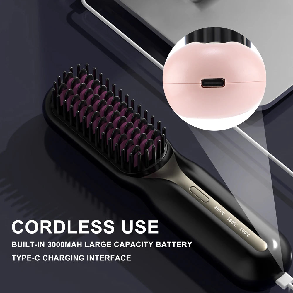 Wireless Hair Straightener Professional Quick Heated Electric Comb Personal Care Multifunctional Hairstyle Brush Salon Hair