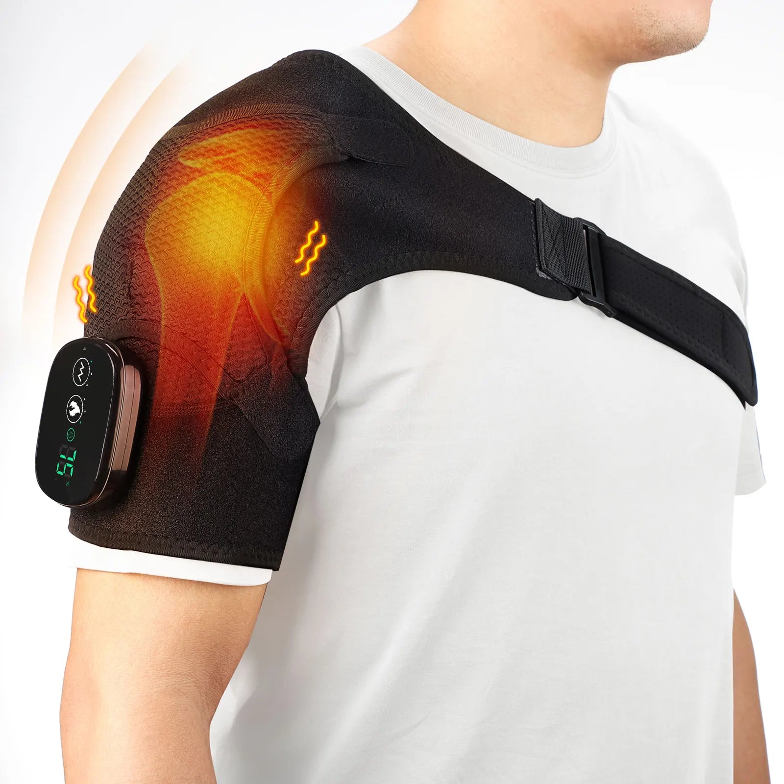 Electric Shoulder Massager Heating Pad Vibration Massage Support Belt Shoulder Thermal  Brace