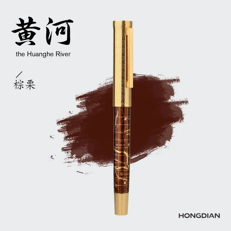 hongdian 1868 fountain pen High end huanghe river series writing ink pen exquisite retro school office supplies gift pen 35# nib