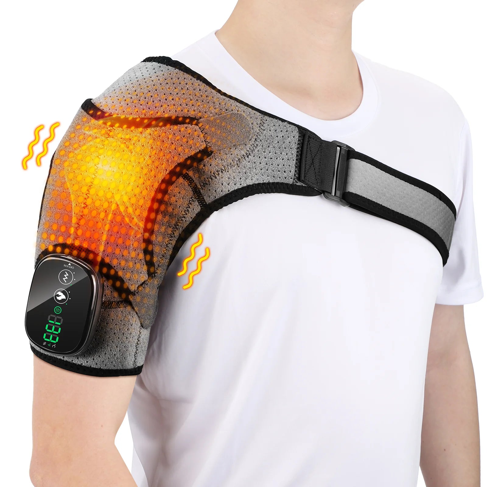 Electric Shouldert Heating Pad 3-Speed Vibration Muscle Relax Belt Thermal Massager Shoulder  Neck Health Care Support Brace