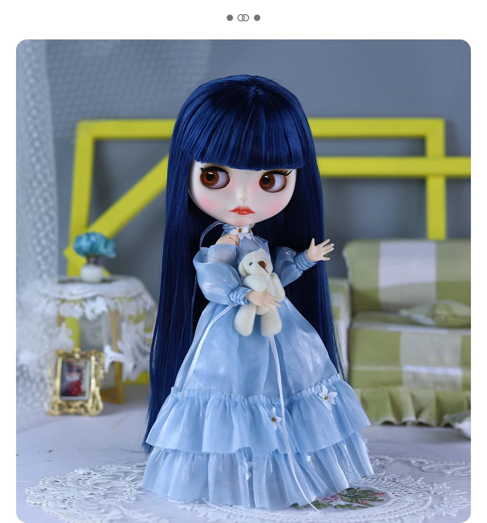 ICY DBS Blyth Doll BJD Joint Body White Skin Blue Hair Set Doll 1/6 30cm Girl Gift Anime SD