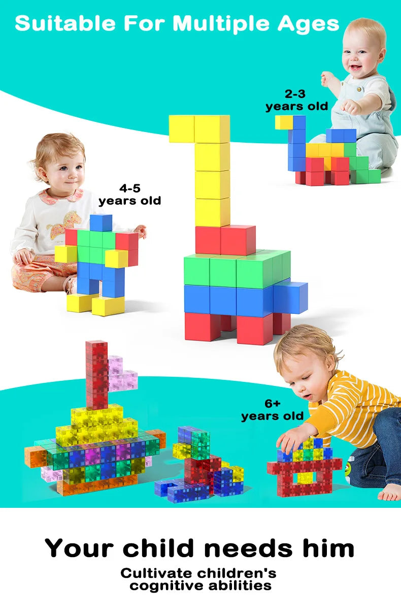 32PCS Magnetic Building Cube Blocks Big Size DIY Magnets Toys for Children Kids Designer Construction Set Educational Gifts