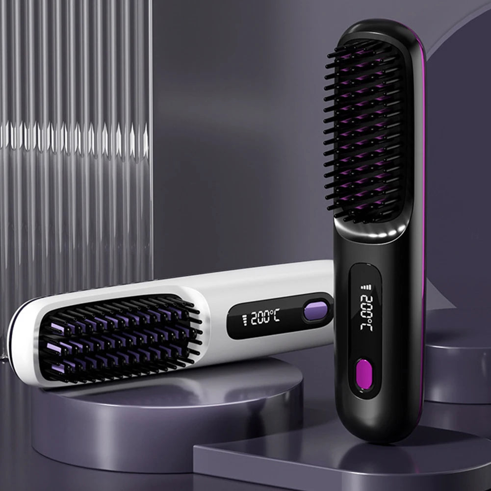 Electric Negative Ions Ceramic Hot Comb 3 Setting Smoothing Negative Ion Hair Care Comb Anti-Scald Ionic Hot Comb Straightener