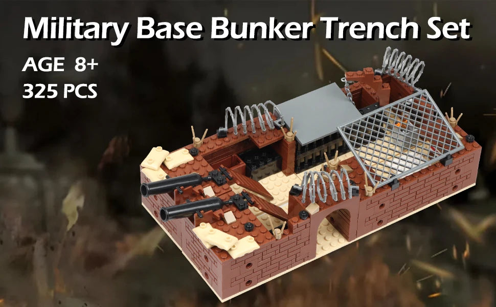 A Hot Sale 4 in 1 Military Bunker Trench Building Block Sets Military Base Assembled Models Boys Toys Simulate Games