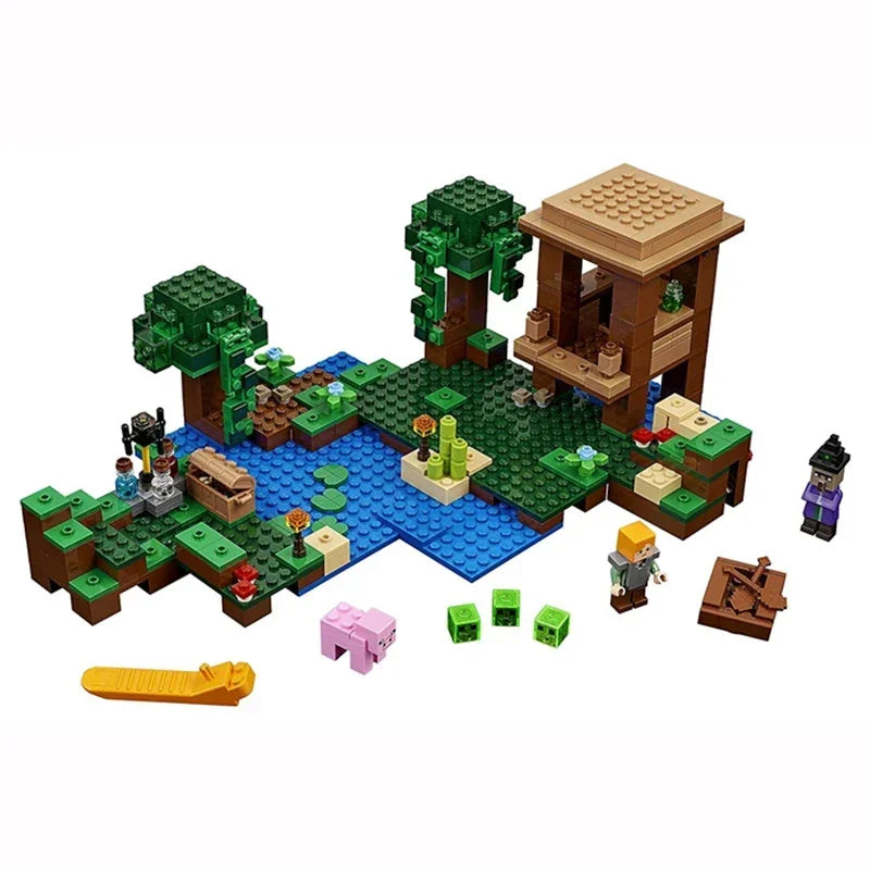 My world Small Village Treehouse Cave Building Blocks The Rabbit Ranch Bricks Education Toys for christmas Gift