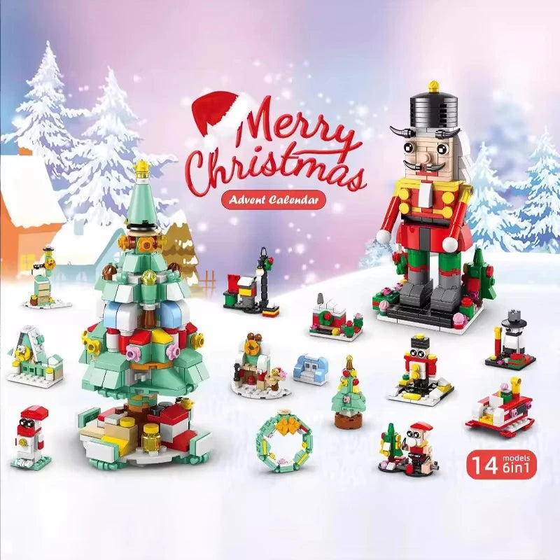 2024 NEW Christmas Building Blocks Box Kids Toys Xmas Advent Calendar Bricks Diy Kit Birthday Christmas Gift Set for Childrens