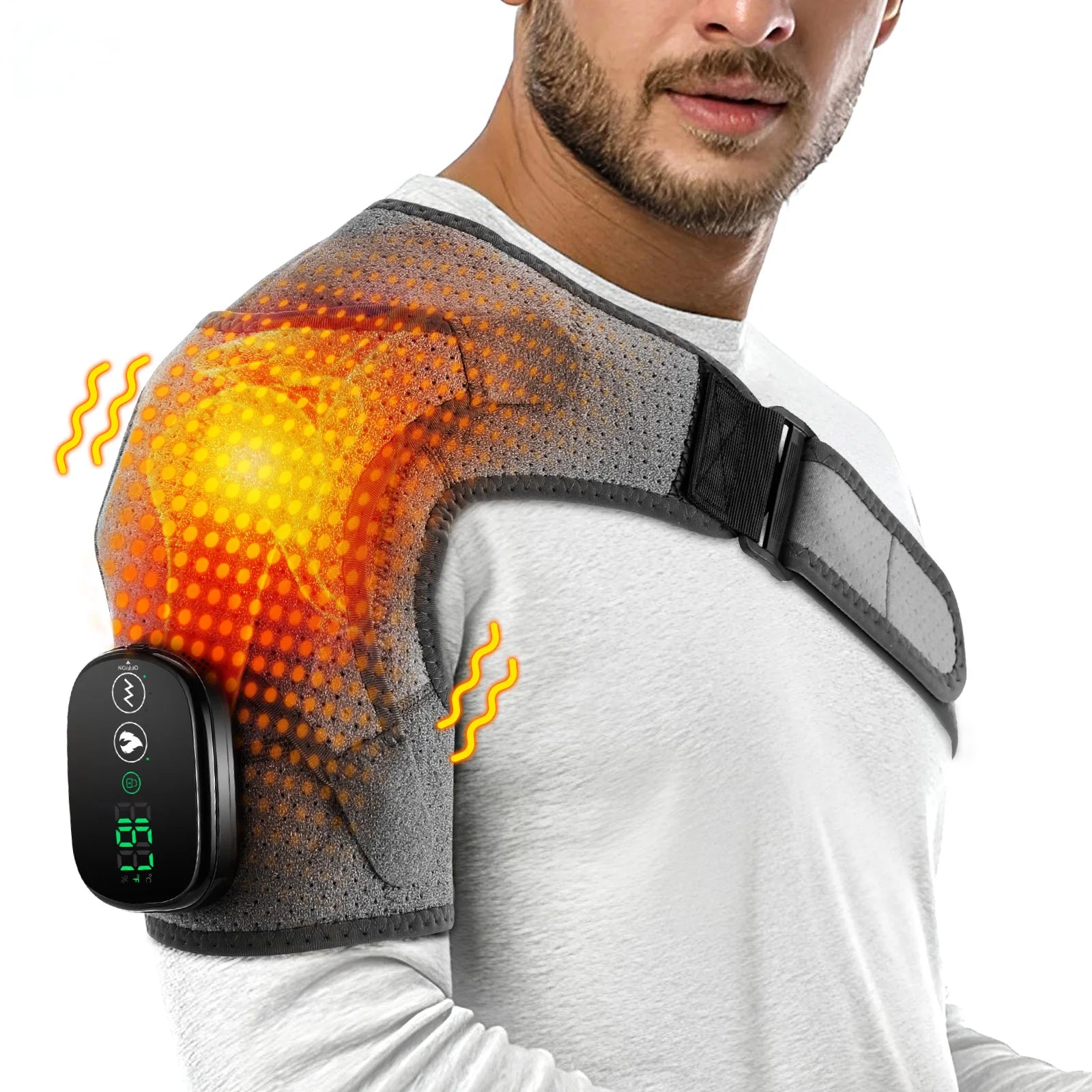 Electric Shouldert Heating Pad 3-Speed Vibration Muscle Relax Belt Thermal Massager Shoulder  Neck Health Care Support Brace