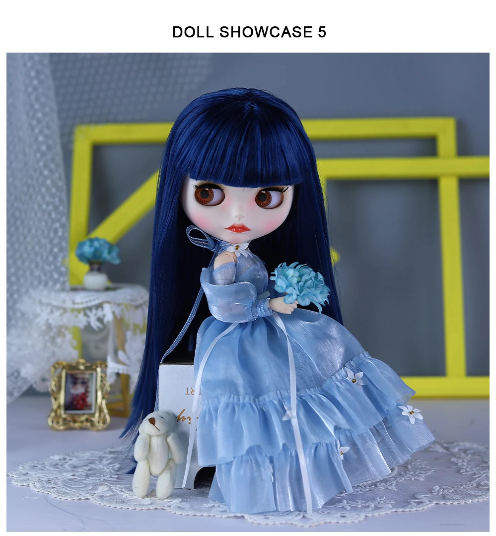 ICY DBS Blyth Doll BJD Joint Body White Skin Blue Hair Set Doll 1/6 30cm Girl Gift Anime SD