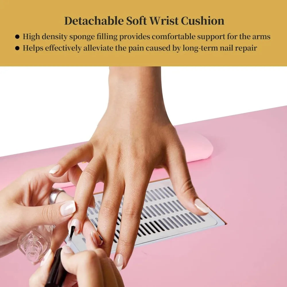 Nail Desk for Technician Manicure Table, Nail Table w/Electric Dust Collector & Wrist Rest Cushion, Acetone Resistant Nail Table