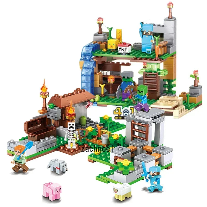 My world Small Village Treehouse Cave Building Blocks The Rabbit Ranch Bricks Education Toys for christmas Gift