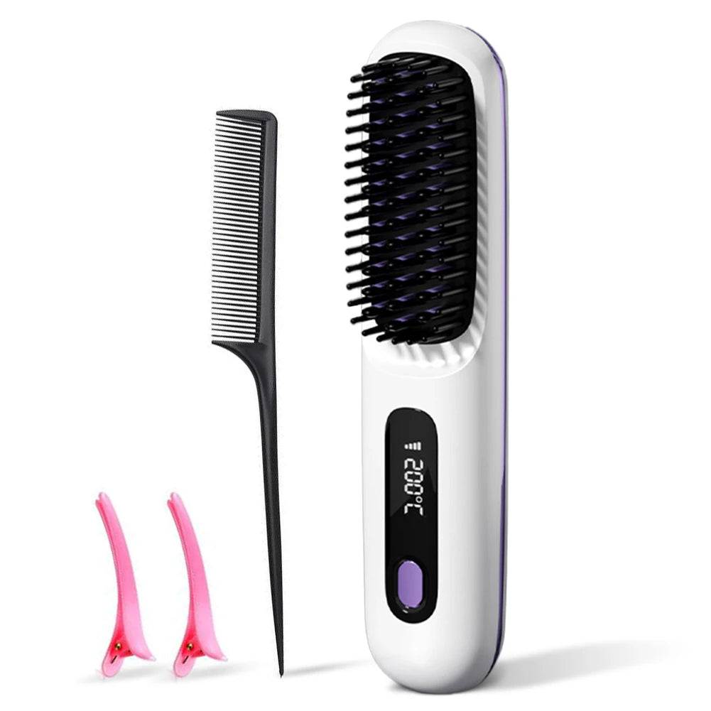 Electric Negative Ions Ceramic Hot Comb 3 Setting Smoothing Negative Ion Hair Care Comb Anti-Scald Ionic Hot Comb Straightener