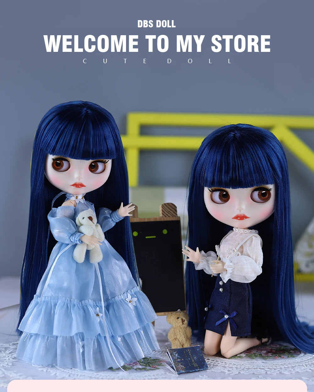 ICY DBS Blyth Doll BJD Joint Body White Skin Blue Hair Set Doll 1/6 30cm Girl Gift Anime SD