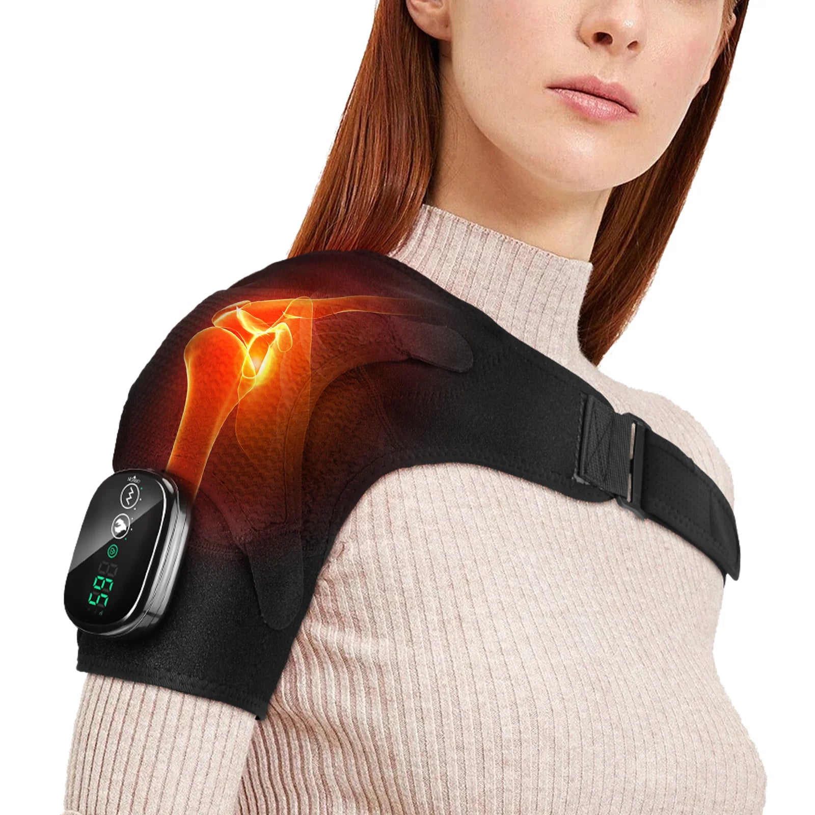 Electric Shouldert Heating Pad 3-Speed Vibration Muscle Relax Belt Thermal Massager Shoulder  Neck Health Care Support Brace