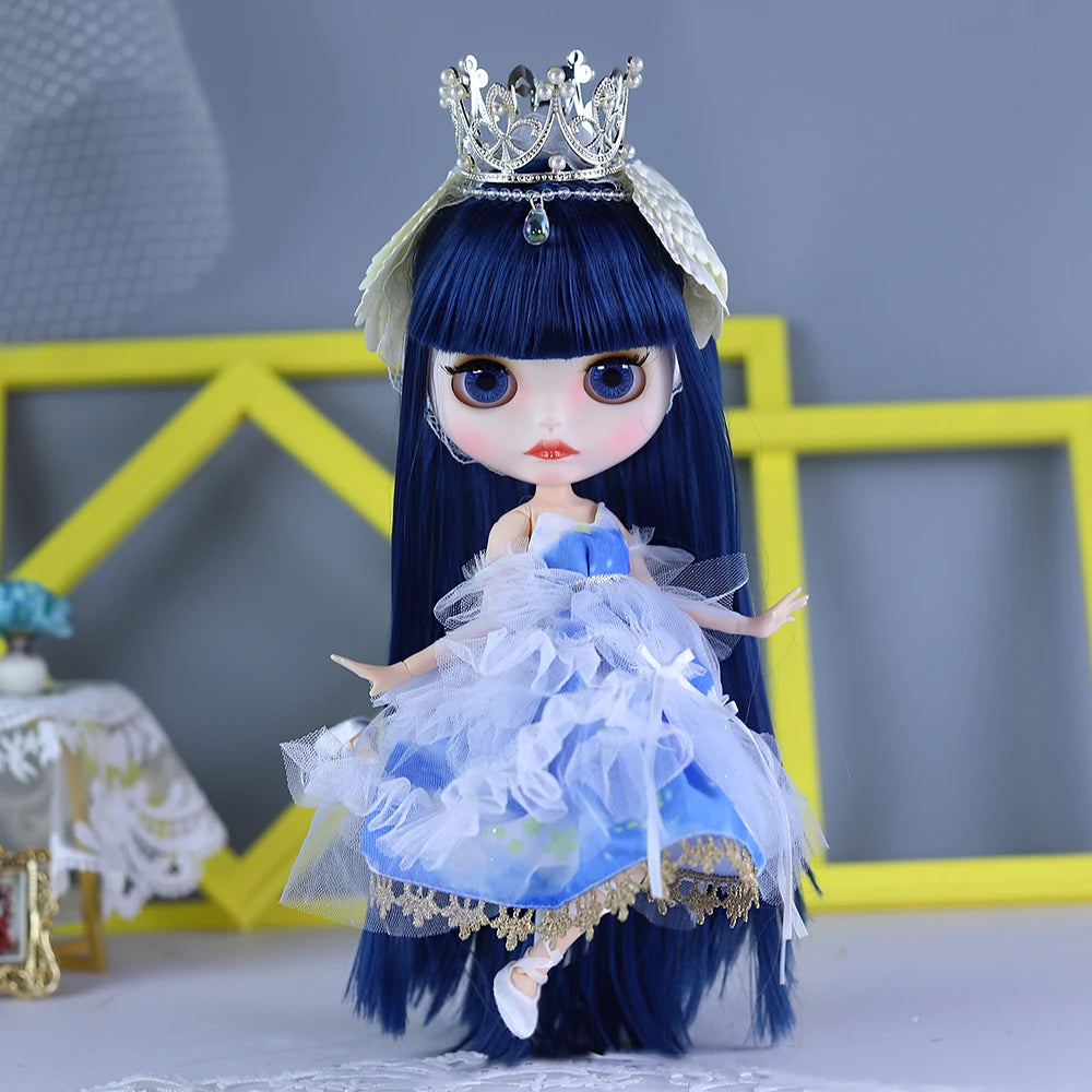 ICY DBS Blyth Doll BJD Joint Body White Skin Blue Hair Set Doll 1/6 30cm Girl Gift Anime SD