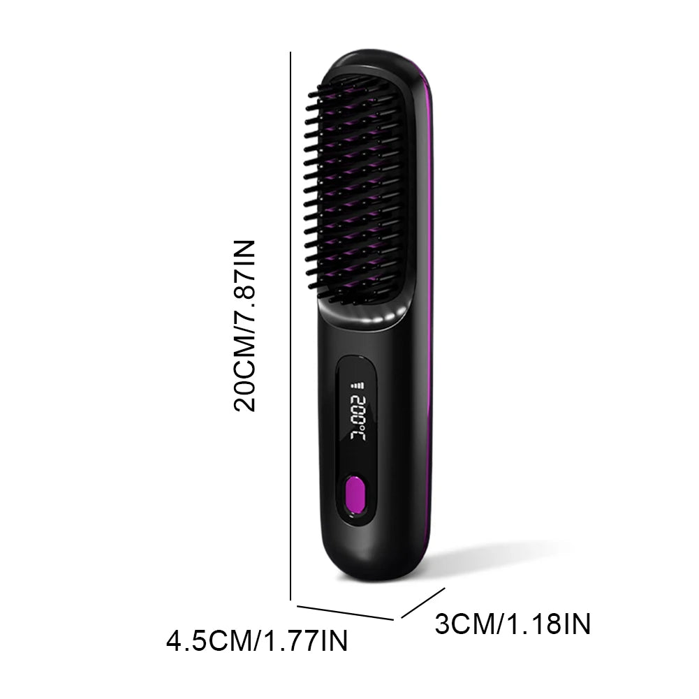 Electric Negative Ions Ceramic Hot Comb 3 Setting Smoothing Negative Ion Hair Care Comb Anti-Scald Ionic Hot Comb Straightener