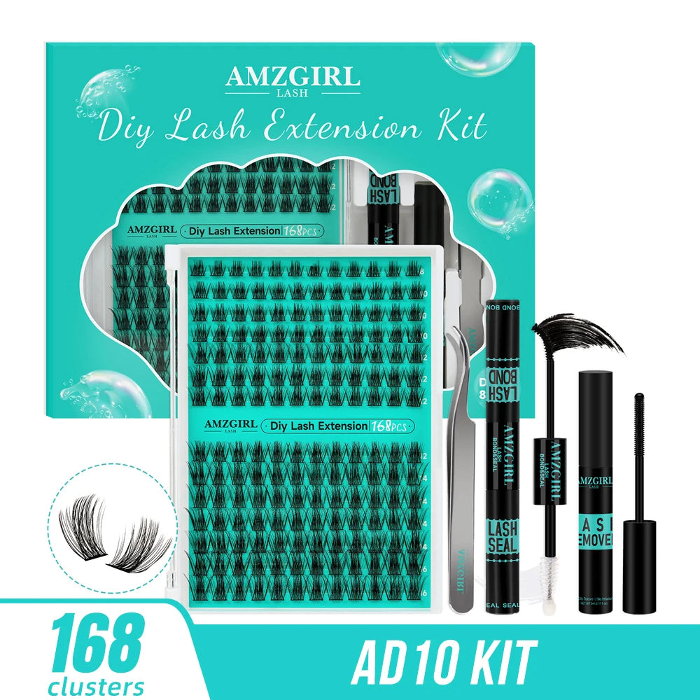 AMZGIRL LASH DIY Eyelashes Kit 348 Clusters Lash Bottom Lashes Fishtail Fan 20D Spike Fan 30D Clusters (D-Mix5-16mm kit)