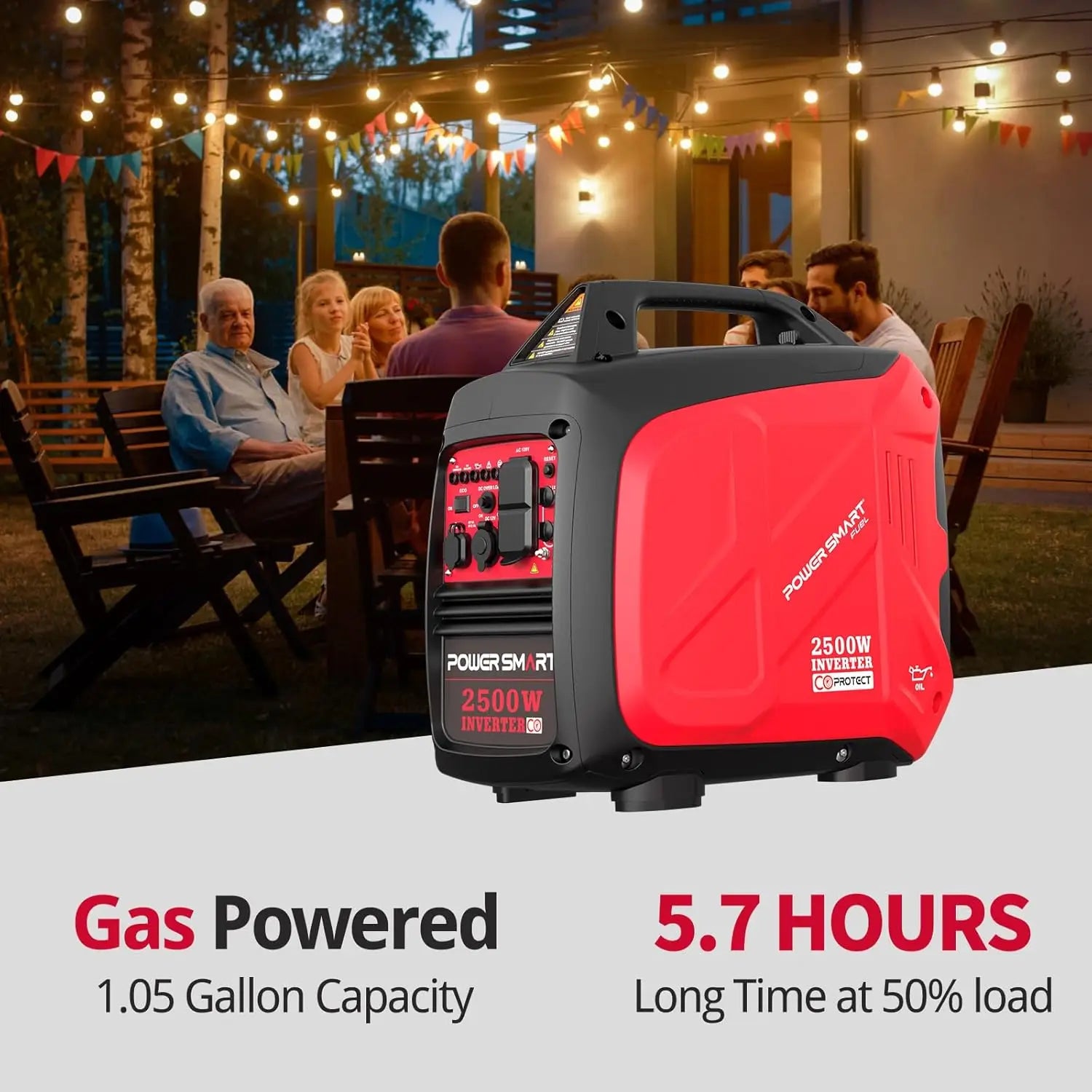 2500-Watt GasPoweredPortableInverter Generator, SuperQuietforCamping, Tailgating, Home Emergency Use, EPA Compliant 2024 Version