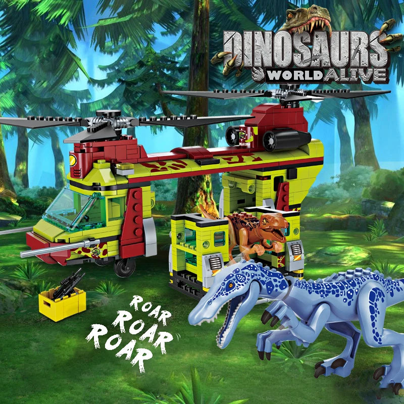 Jurassic Dinosaur Ship Toys Building Block DIY Escape From Ocean Mosasaurus Assembly Bricks Educational Sets Children Gifts