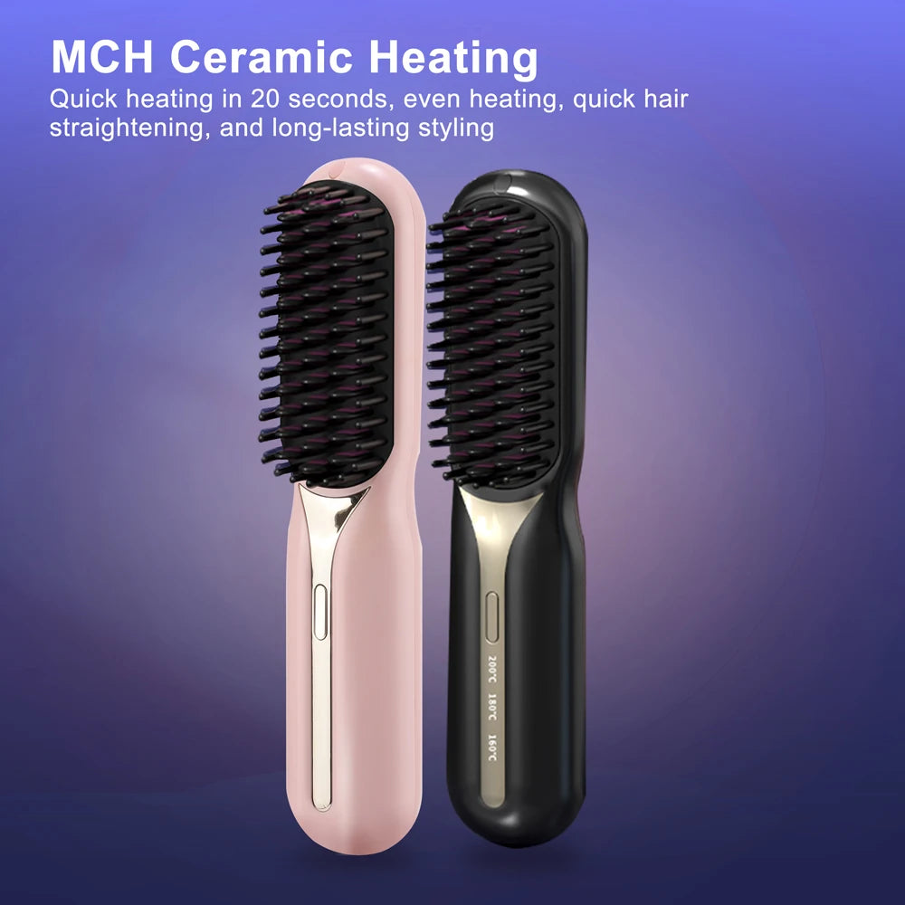 Wireless Hair Straightener Professional Quick Heated Electric Comb Personal Care Multifunctional Hairstyle Brush Salon Hair