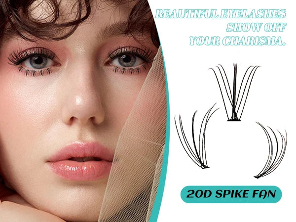 AMZGIRL LASH DIY Eyelashes Kit 348 Clusters Lash Bottom Lashes Fishtail Fan 20D Spike Fan 30D Clusters (D-Mix5-16mm kit)