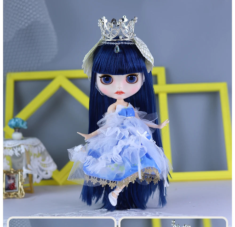 ICY DBS Blyth Doll BJD Joint Body White Skin Blue Hair Set Doll 1/6 30cm Girl Gift Anime SD