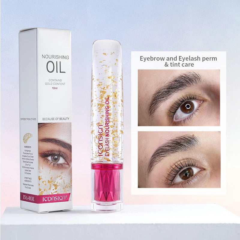 ICONSIGN Eyelashes and Eyebrows Nourishing Gold Essential Oil Mascra Serum Lift Enhancer Longer Coating Thicker Hair Damage Care