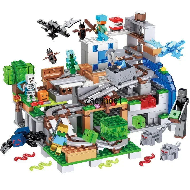 My World The Creeper Mine Deep Dark Battle Building Blocks Bricks Toy