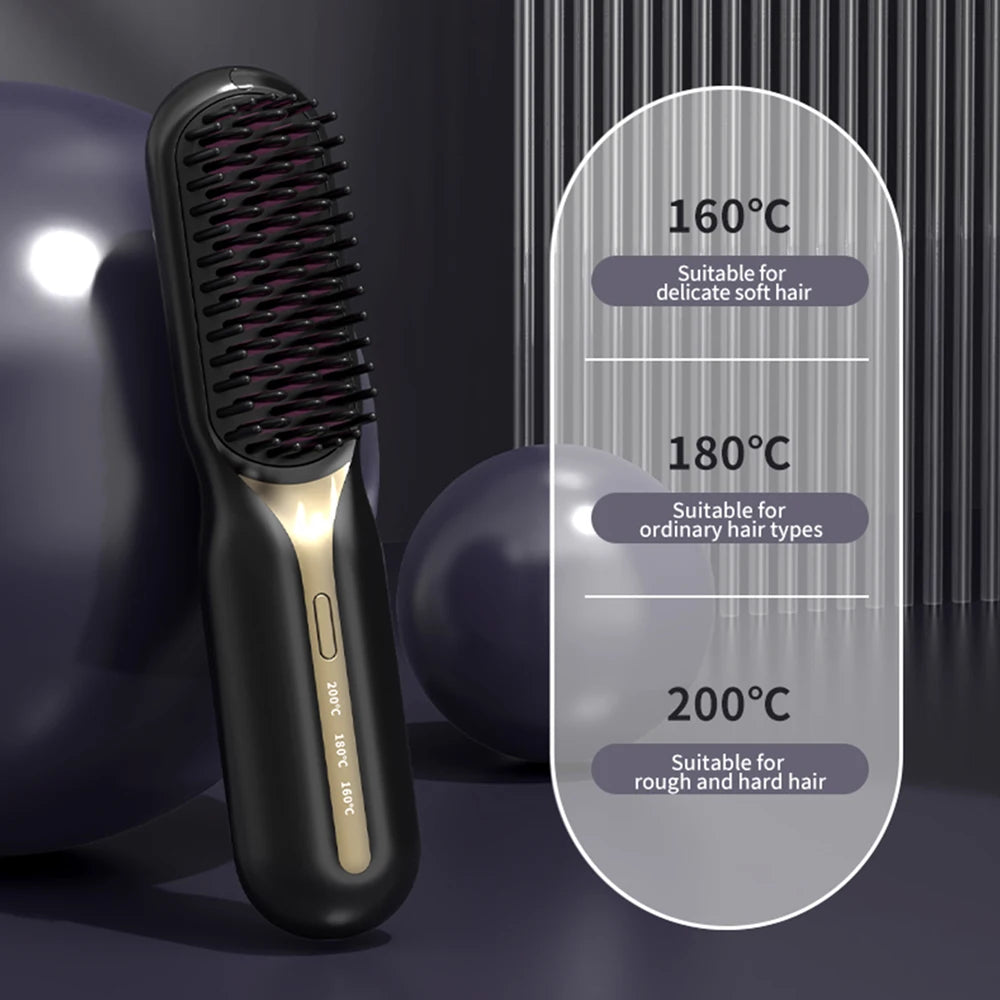 Wireless Hair Straightener Professional Quick Heated Electric Comb Personal Care Multifunctional Hairstyle Brush Salon Hair