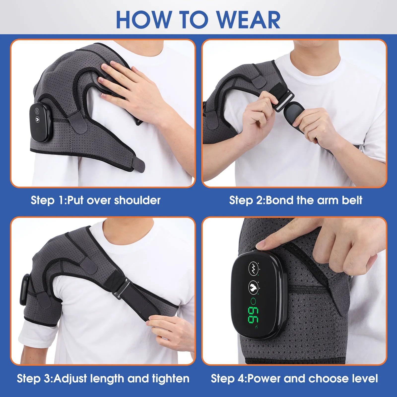 Electric Heating Shoulder Massage Brace Belt Arthritis Relief Pain Infrared Therapy Vibrator Neck Back Heated Massager Pad Wrap