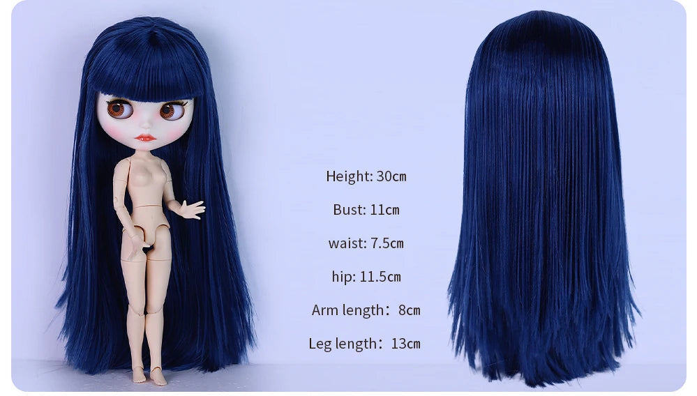 ICY DBS Blyth Doll BJD Joint Body White Skin Blue Hair Set Doll 1/6 30cm Girl Gift Anime SD