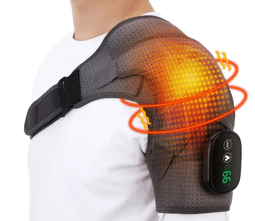 Electric Shoulder Massager Heating Pad Vibration Massage Support Belt Shoulder Thermal  Brace