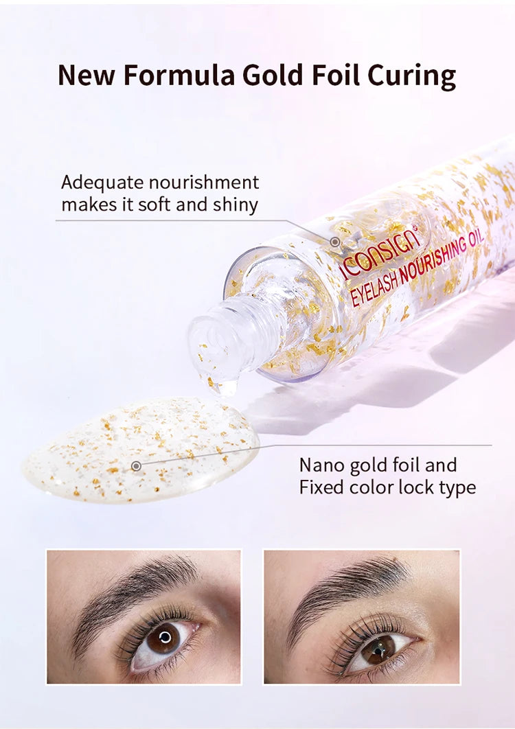 ICONSIGN Eyelashes and Eyebrows Nourishing Gold Essential Oil Mascra Serum Lift Enhancer Longer Coating Thicker Hair Damage Care