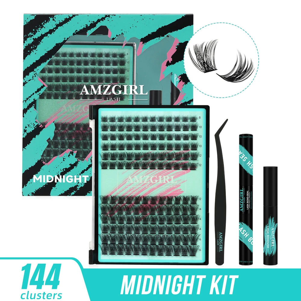 AMZGIRL LASH DIY Eyelashes Kit 348 Clusters Lash Bottom Lashes Fishtail Fan 20D Spike Fan 30D Clusters (D-Mix5-16mm kit)